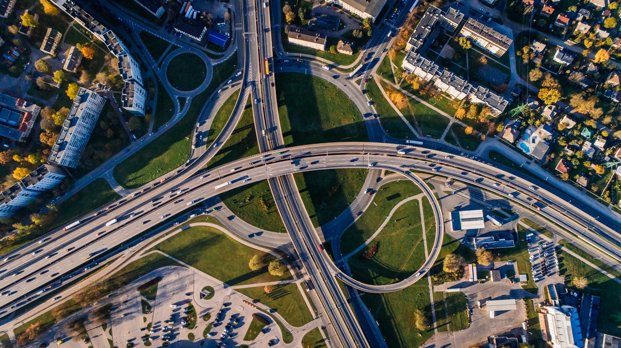 an aerial view of highway